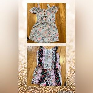 Two Floral Size 6 girls Romper Set - Multicolor